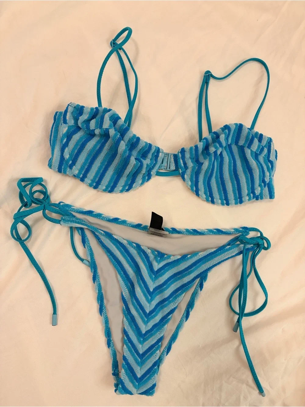 triangl swimwear Blue Striped Textured Bikini Set